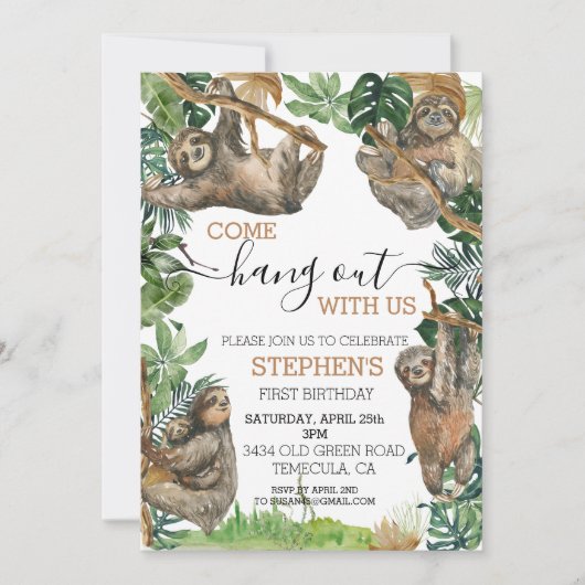 Sloth Kom mee met ons mee. Kaart (Voorkant)