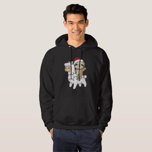 Sloth Lama Kerstsneeuwwinterdieren Hoodie (Voorkant volledig)