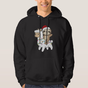 Sloth Lama Kerstsneeuwwinterdieren Hoodie