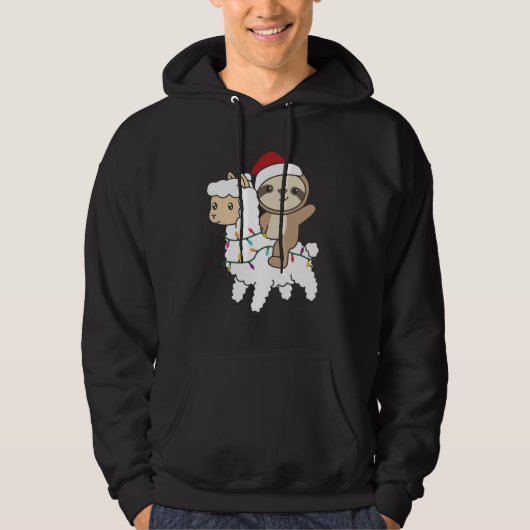 Sloth Lama Kerstsneeuwwinterdieren Hoodie (Voorkant)