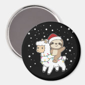 Sloth Lama Kerstsneeuwwinterdieren Magnet (Voorkant / Achterkant)