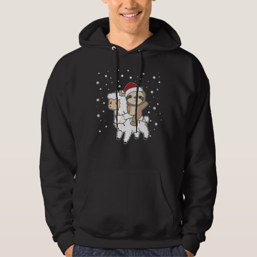 Sloth Lama Kerstwinter Hoodie (Voorkant)