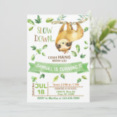 Sloth, laten we de jongen uitnodigen. kaart (Staand voorkant)