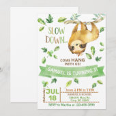 Sloth, laten we de jongen uitnodigen. kaart (Voorkant / Achterkant)