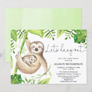 Sloth Laten we sekseneutraal baby shower ophangen Kaart