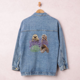 Sloth Lavender Shirt Womens Slotkleding Moeder Denim Jacket