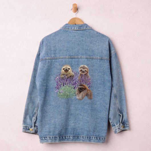 Sloth Lavender Shirt Womens Slotkleding Moeder Denim Jacket (Hangar)