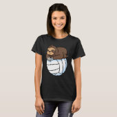 Sloth Lazy Animal Volleyball Sport Wilde Boom T-shirt (Voorkant volledig)