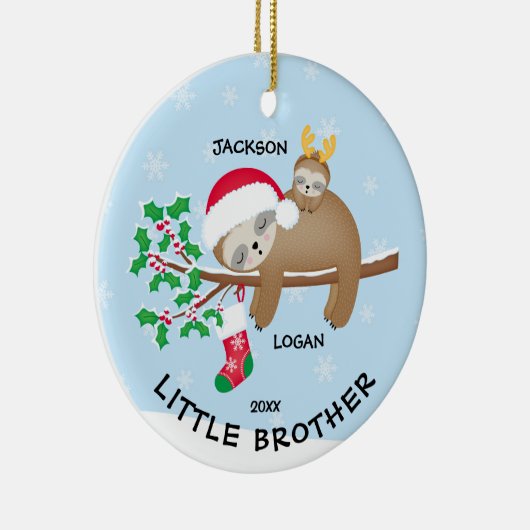 Sloth Little Brother kerstversiering Keramisch Ornament (Rechts)