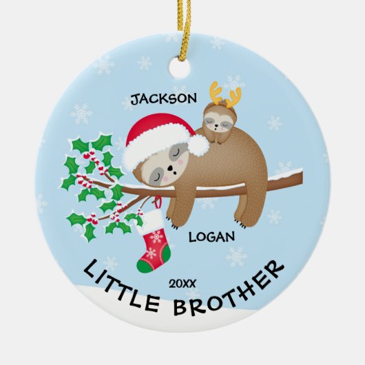 Sloth Little Brother kerstversiering Keramisch Ornament (Voorkant)