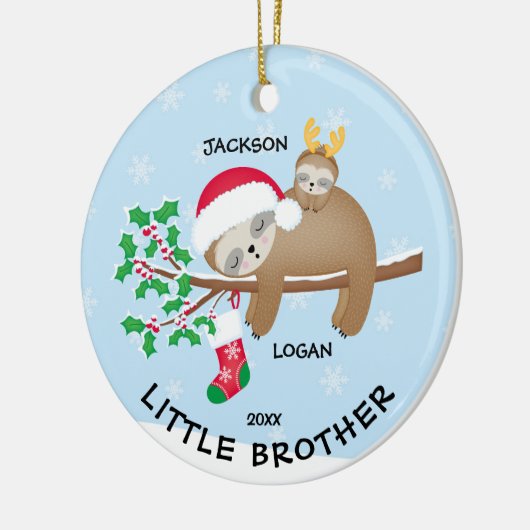 Sloth Little Brother kerstversiering Keramisch Ornament (Links)