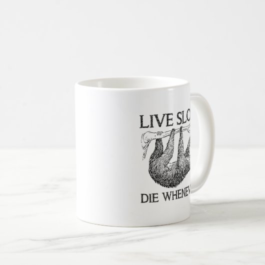 Sloth Live Slow Funny Mug Koffiemok (Voorkant rechts)