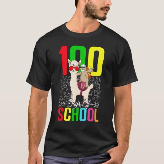 Sloth Llama 100 Day Of School For Teacher Student  T-shirt (Voorkant)