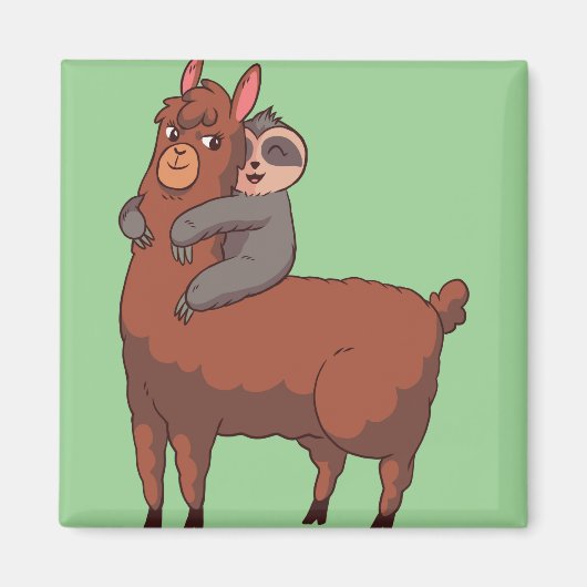 Sloth Llama Hugging Magneet (Voorkant)
