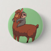 Sloth Llama Hugging Ronde Button 5,7 Cm (Voorkant)