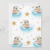 Sloth Llama Pool Party Birthday Invitation Boys Kaart (Achterkant)