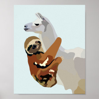 Sloth Llama Poster