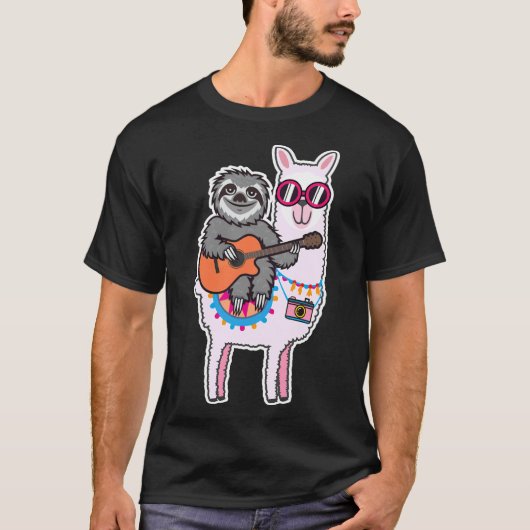 Sloth Llama Sticker T-shirt (Voorkant)