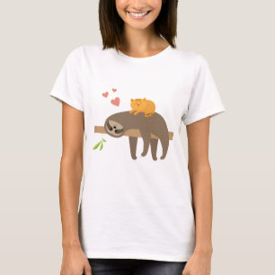 Sloth Love Cat Funny Mannen Women Kind Gift T-shir T-shirt