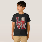 Sloth Love Holding Heart Valentijnsdag T-shirt (Voorkant volledig)
