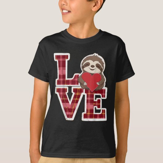 Sloth Love Holding Heart Valentijnsdag T-shirt (Voorkant)