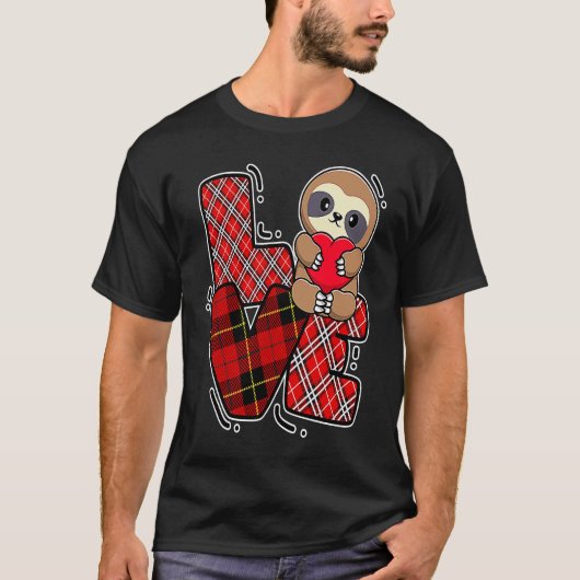 sloth love holding heart Valentines Day Cute Anima T-shirt (Voorkant)