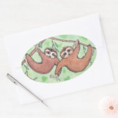 Sloth Love Valentijn Ovale Sticker (Envelop)