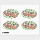 Sloth Love Valentijn Ovale Sticker (Vel)