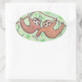 Sloth Love Valentijn Ovale Sticker (Tas)