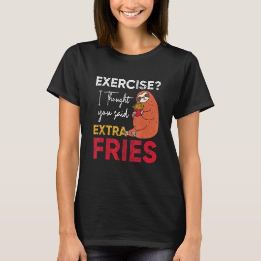 Sloth Loves Fries Cheat Day Gym Extra Fries T-shirt (Voorkant)