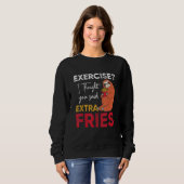 Sloth Loves Fries Cheat Day Gym Extra Fries Trui (Voorkant volledig)