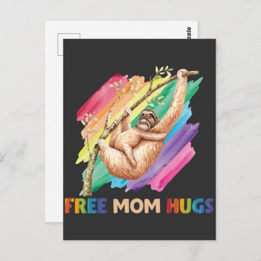 Sloth Ma Hugs Rainbow Cute Child en moeder Briefkaart (Voorkant / Achterkant)