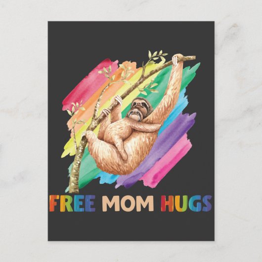 Sloth Ma Hugs Rainbow Cute Child en moeder Briefkaart (Voorkant)