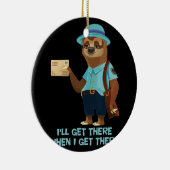 Sloth Mailman Funny en Rude Mailman Postal Worker Keramisch Ornament (Rechts)