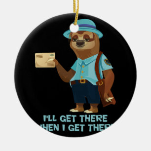 Sloth Mailman Funny en Rude Mailman Postal Worker Keramisch Ornament