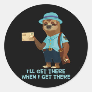 Sloth Mailman Funny en Rude Mailman Postal Worker Ronde Sticker