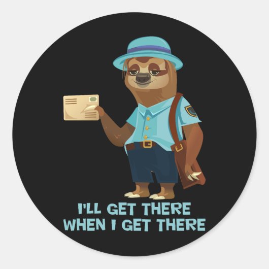 Sloth Mailman Funny en Rude Mailman Postal Worker Ronde Sticker (Voorkant)