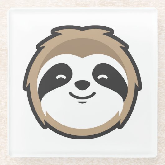 Sloth Mascot Glazen Onderzetter (Voorkant)