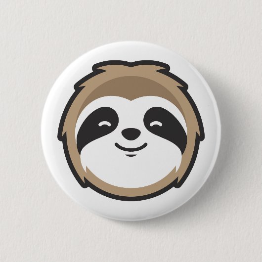 Sloth Mascot Ronde Button 5,7 Cm (Voorkant)