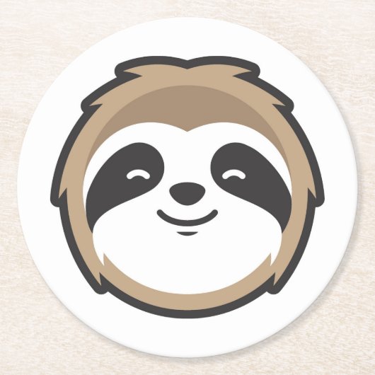 Sloth Mascot Ronde Kartonnen Onderzetter (Voorkant)