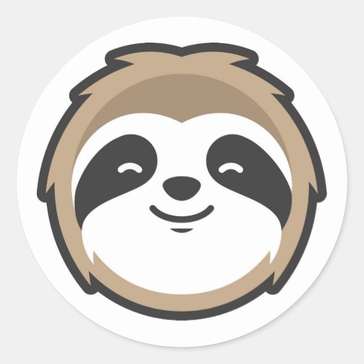 Sloth Mascot Ronde Sticker (Voorkant)