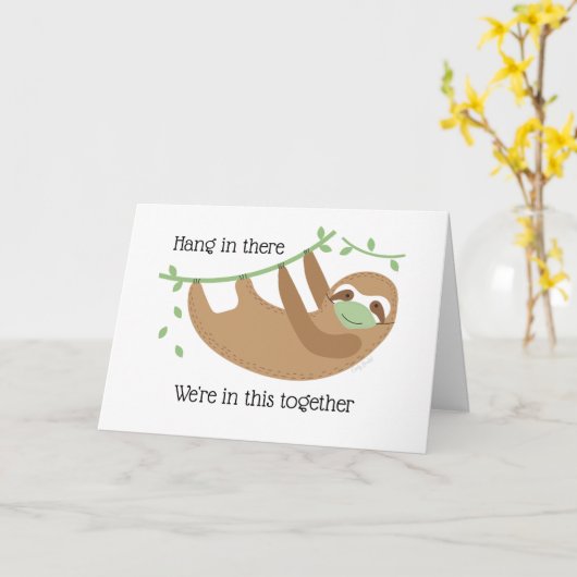 Sloth Mask Quarantine Social Distancing wordt bete Kaart (Gele Bloem)
