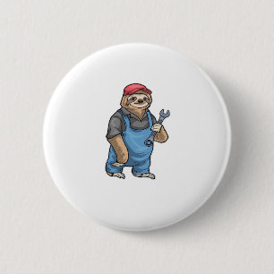 Sloth Mechanic Wrench Classic T-shirt Ronde Button 5,7 Cm