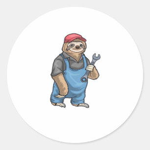 Sloth Mechanic Wrench Classic T-shirt Ronde Sticker