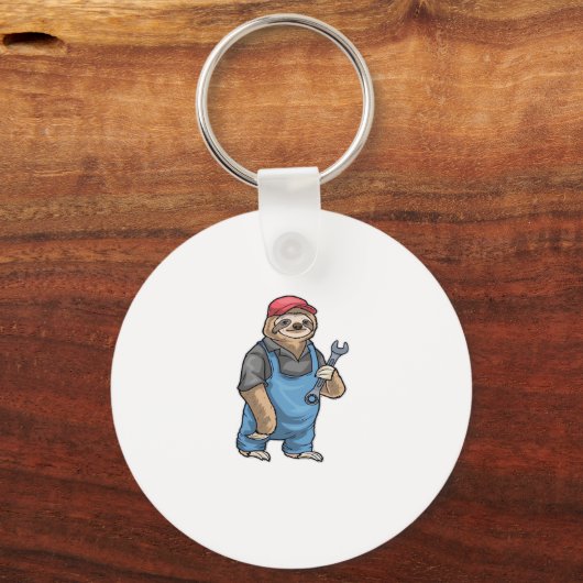 Sloth Mechanic Wrench Classic T-shirt Sleutelhanger (Voorkant)