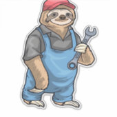 Sloth Mechanic Wrench Classic T-Shirt Sticker (Voorkant)