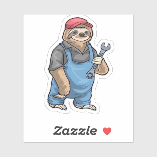 Sloth Mechanic Wrench Classic T-shirt Sticker (Vel)