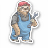 Sloth Mechanic Wrench Classic T-shirt Sticker (Voorkant)