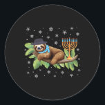 Sloth Menorah Hanukkah Chanukah Animal Sloths Jewi Ronde Sticker<br><div class="desc">Sloth Menorah Hanukkah Chanukah Animal Sloths Joods</div>