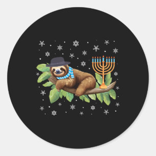 Sloth Menorah Hanukkah Chanukah Animal Sloths Jewi Ronde Sticker
